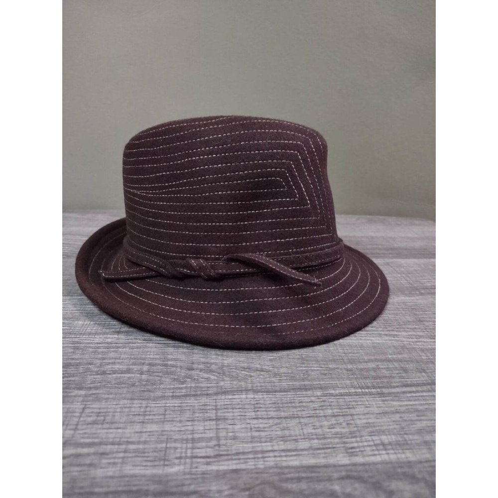 Brown Fedora Hat 100% Felt Wool Sz OSFM